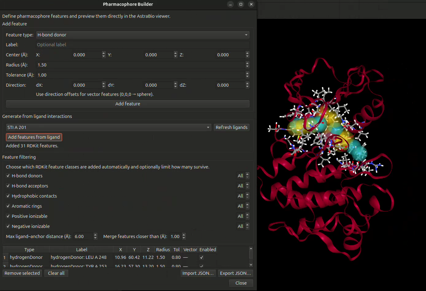 AstraBioSuite Pharmacophore Modeling Workflow